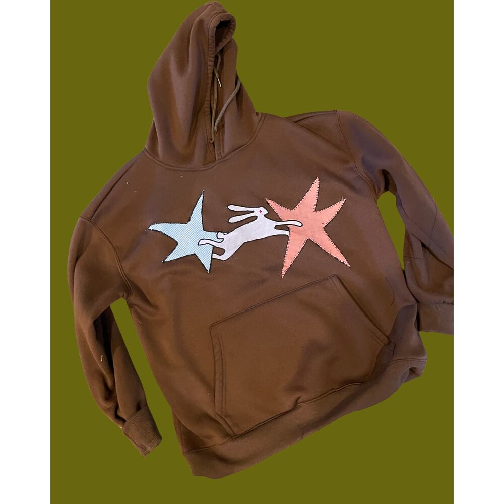 Small Upcycled Rabbit Pullover Swaetshirt Brown Cozy - Picture 4 of 4